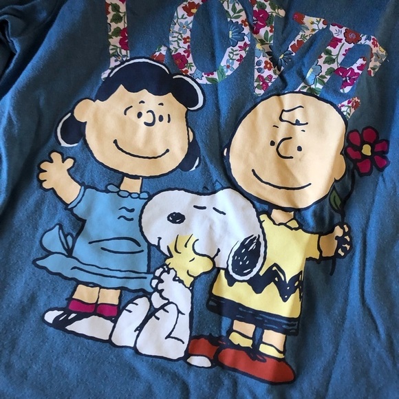 Peanuts blue long sleeve graphic tee in size 7 - Picture 2 of 4
